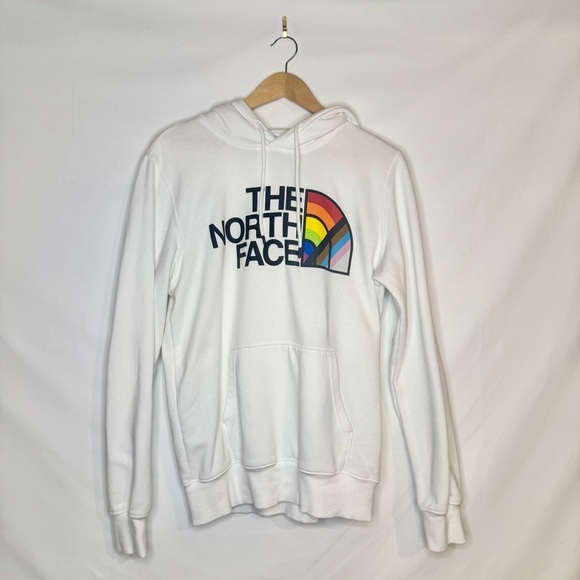 The North Face Pride Hoodie White with Rainbow Logo Size Small - Picture 3 of 8